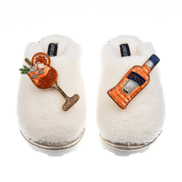 laines london Teddy Closed Toe Slippers With Summer Spritz Brooches