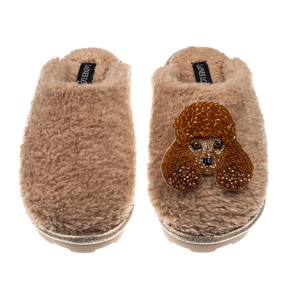 Laines London Teddy Closed Toe Slippers With Tutu The Poodle Brooch