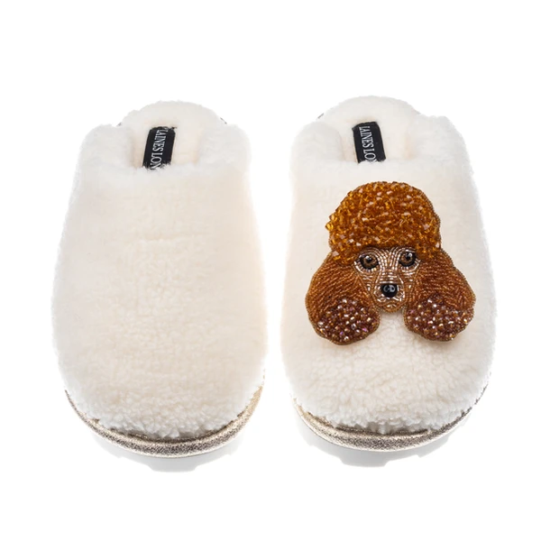 Laines London Teddy Closed Toe Slippers With Tutu The Poodle Brooch