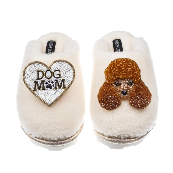 laines london Teddy Closed Toe Slippers With Tutu The Poodle & Dog Mum / Mom Brooches