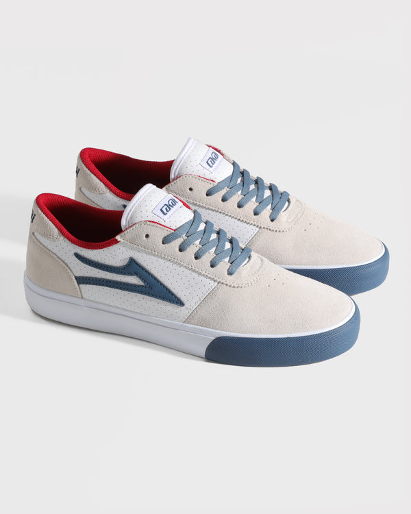 Lakai Manchester WHITE SUEDE NAVY PERF