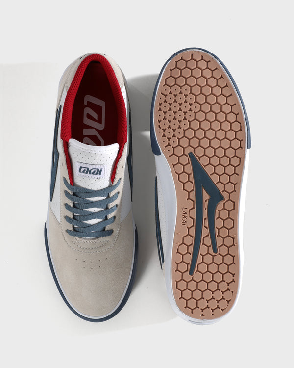 Lakai Manchester WHITE SUEDE NAVY PERF