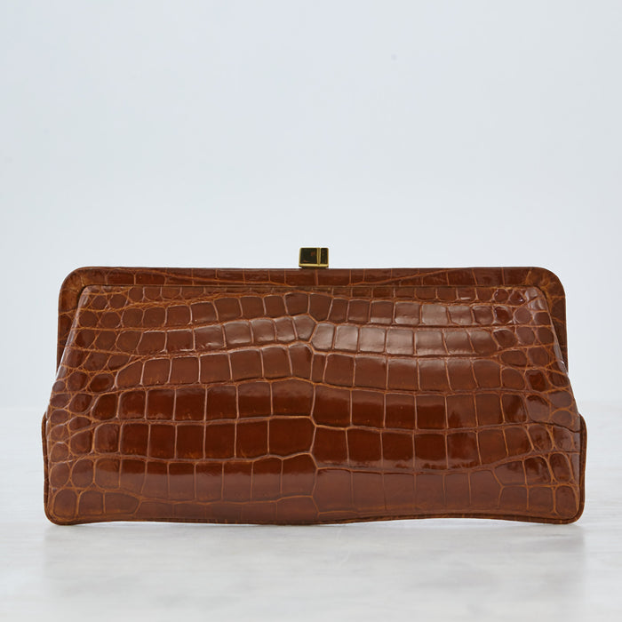 lambertson truex 182 Framed Clutch - Cognac Crocodile