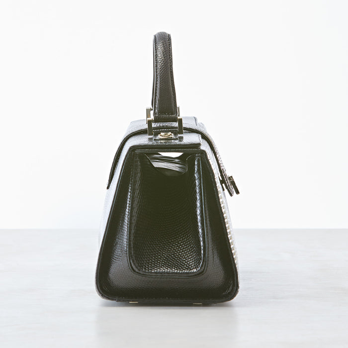 Lambertson Truex Andi Top Handle - Medium - Black Lizard