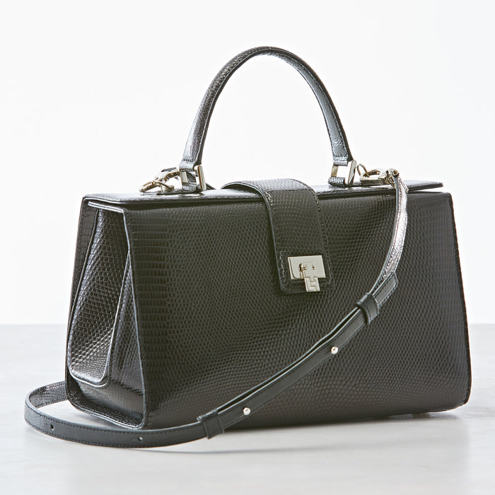 Lambertson Truex Andi Top Handle - Medium - Black Lizard