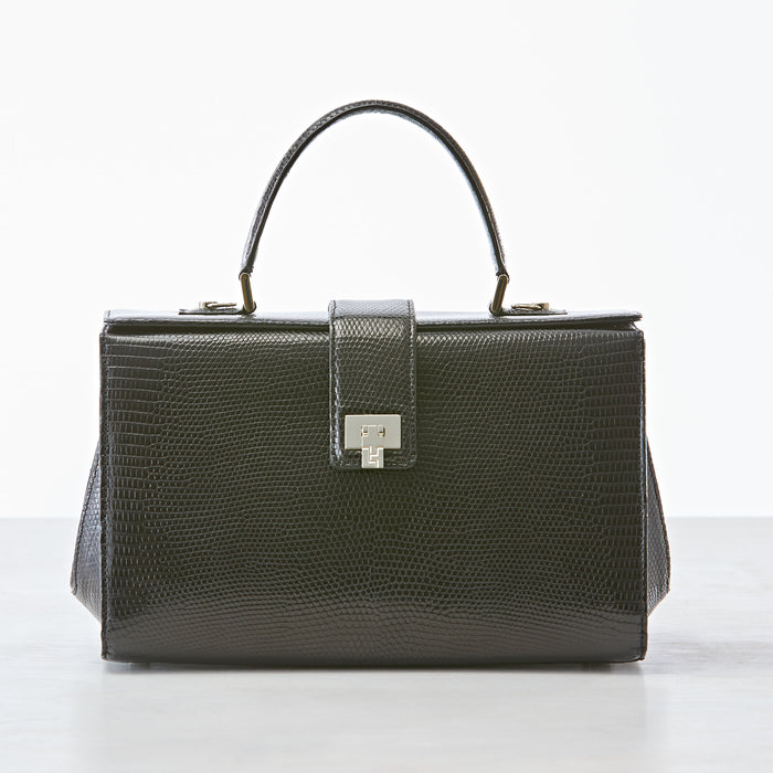 lambertson truex Andi Top Handle - Medium - Black Lizard