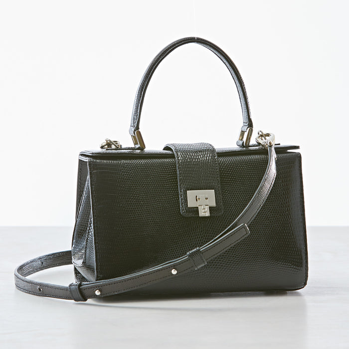 Lambertson Truex Andi Top Handle - Small - Black Lizard