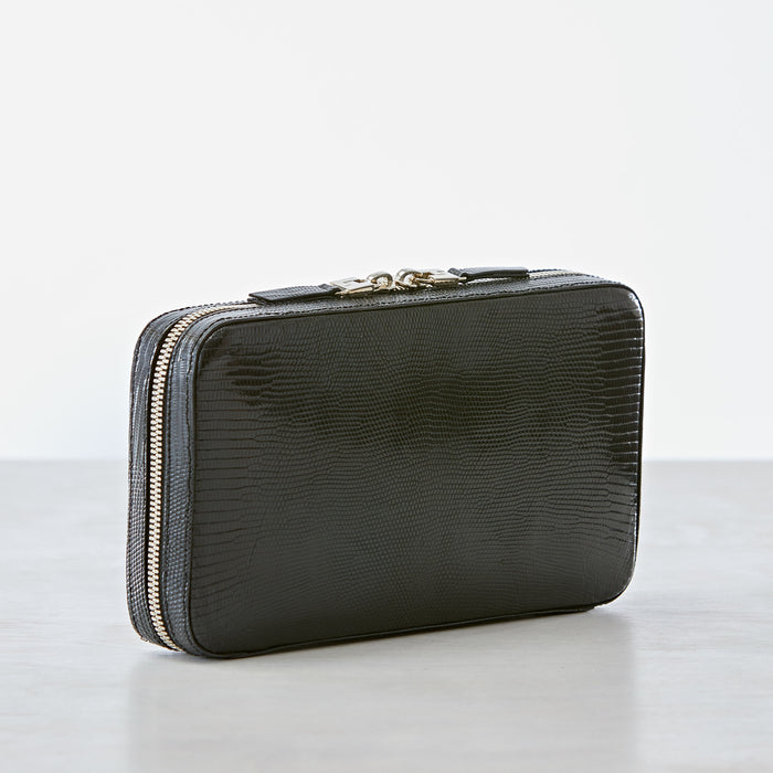 Lambertson Truex Finley Zip Clutch - Black Lizard Leather