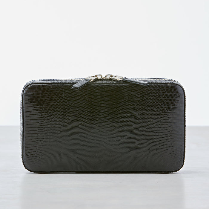 lambertson truex Finley Zip Clutch - Black Lizard Leather