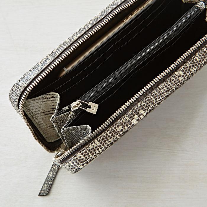 Lambertson Truex Finley Zip Clutch - Natural Lizard Leather