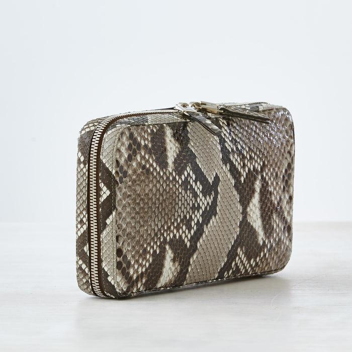 Lambertson Truex Finley Zip Clutch - Natural Python Leather