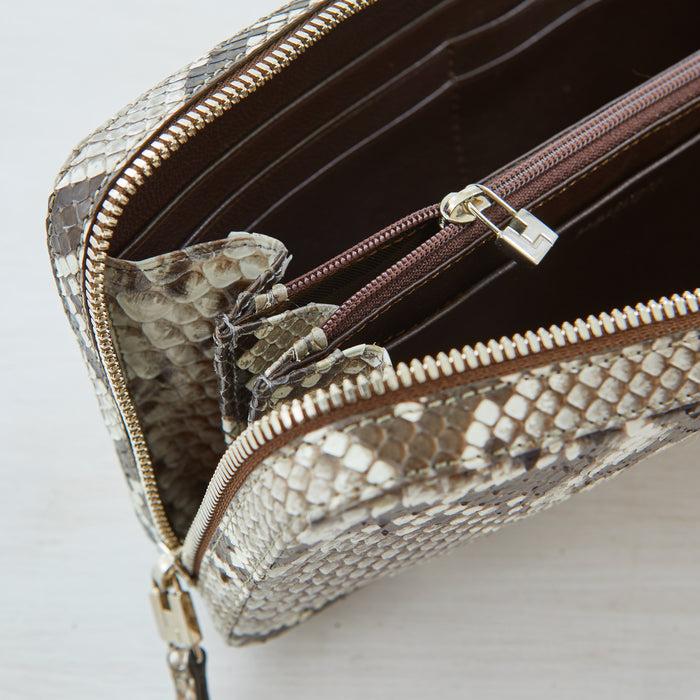 Lambertson Truex Finley Zip Clutch - Natural Python Leather