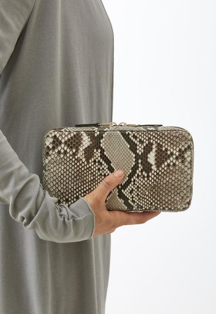 Lambertson Truex Finley Zip Clutch - Natural Python Leather