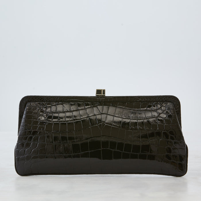 lambertson truex 182 Framed Clutch - Black Crocodile
