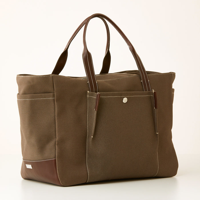 Lambertson Truex Bradley Zip Tote - Brown Canvas