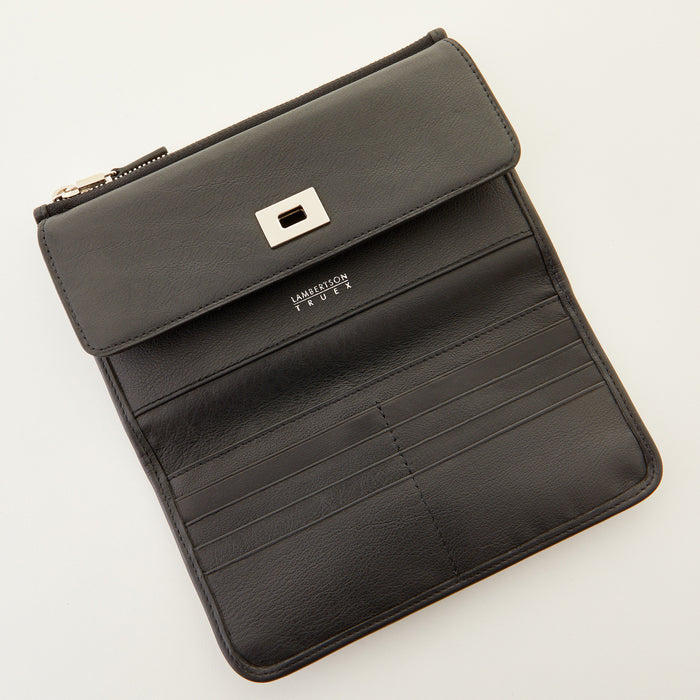 Lambertson Truex Soft Continental Wallet - Black Nappa