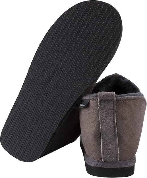 Lambland Annie – Sheepskin Bootie Slippers In Asphalt