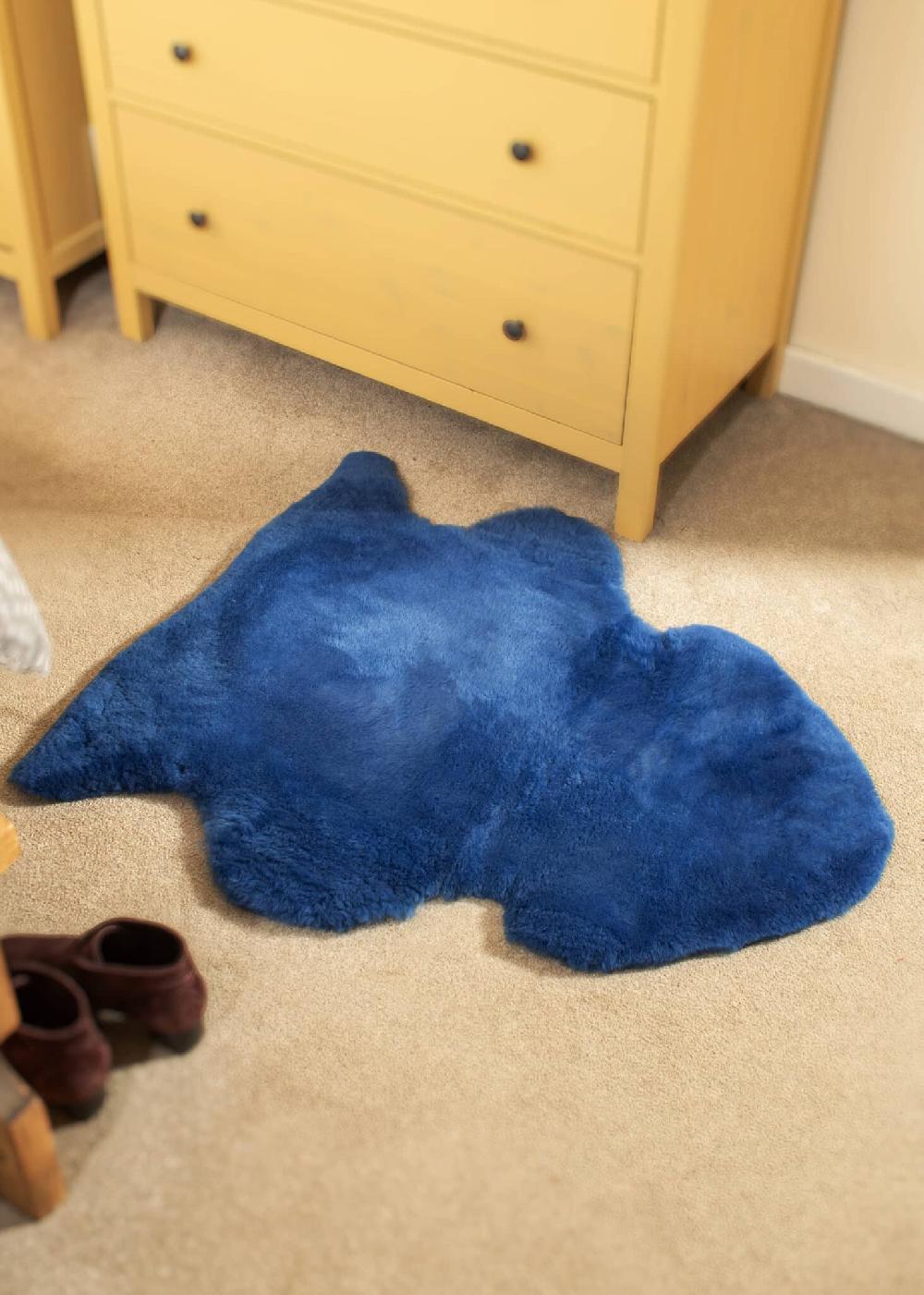 lambland British Cornflower Blue Clipped Sheepskin Rug