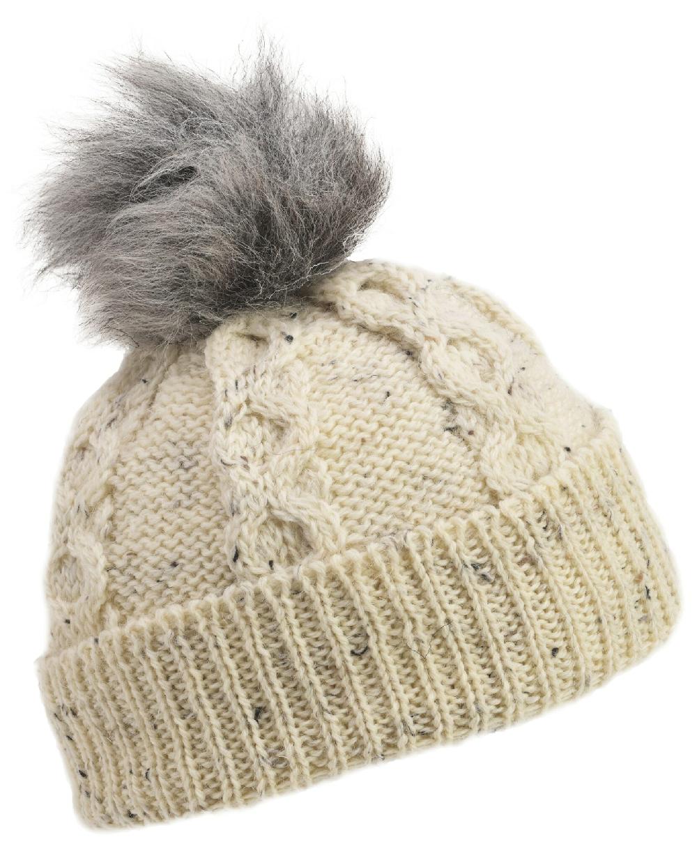 Lambland British Wool Aran Bobble Hat With Sheepskin