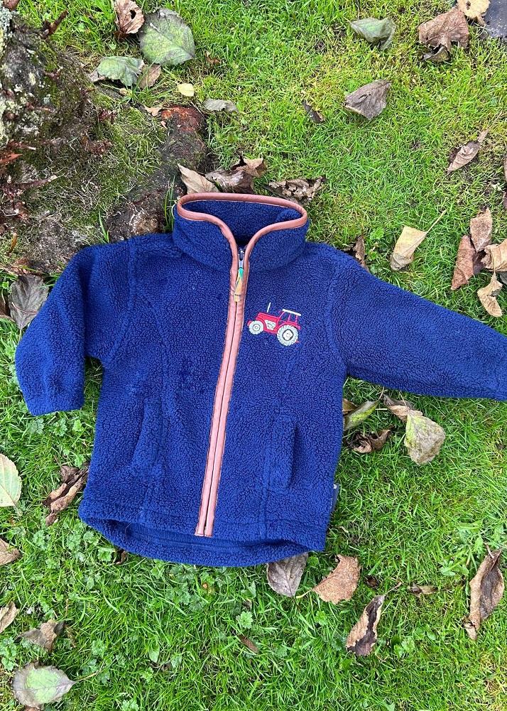Lambland Children’s Full Zip Tractor Berber Fleece – Blue