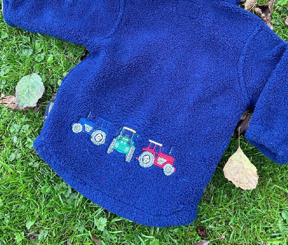 Lambland Children’s Full Zip Tractor Berber Fleece – Blue