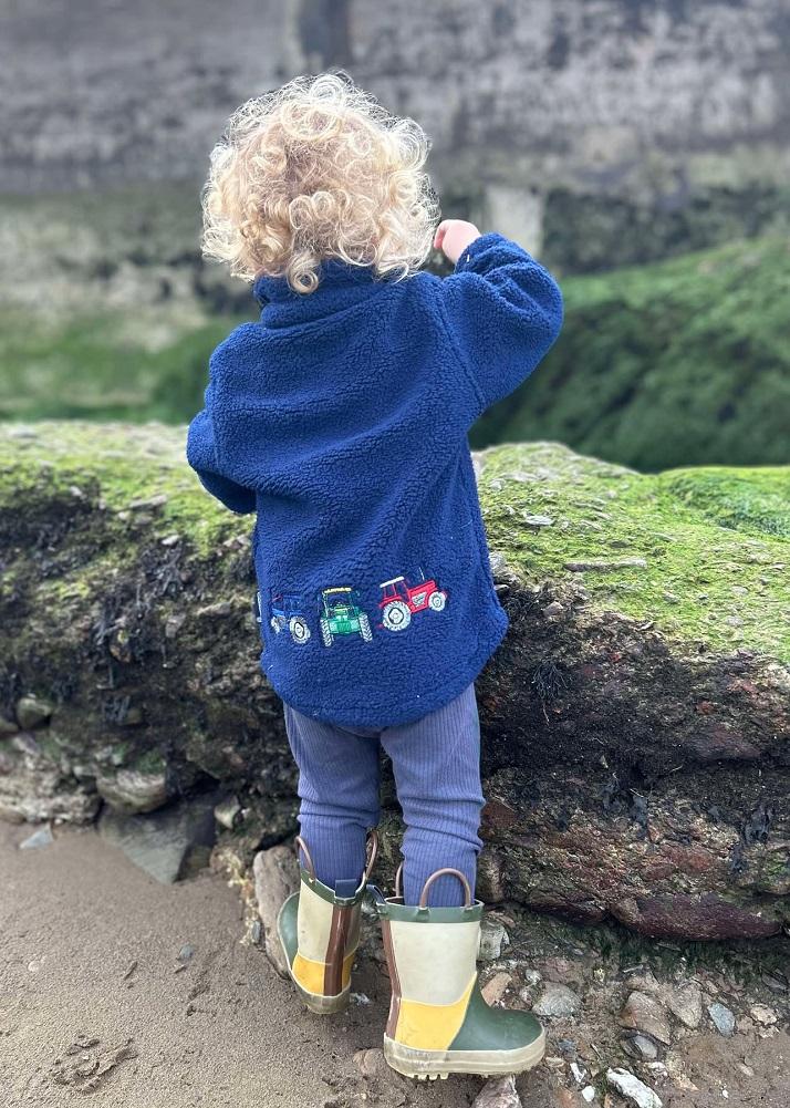 lambland Children’s Full Zip Tractor Berber Fleece – Blue