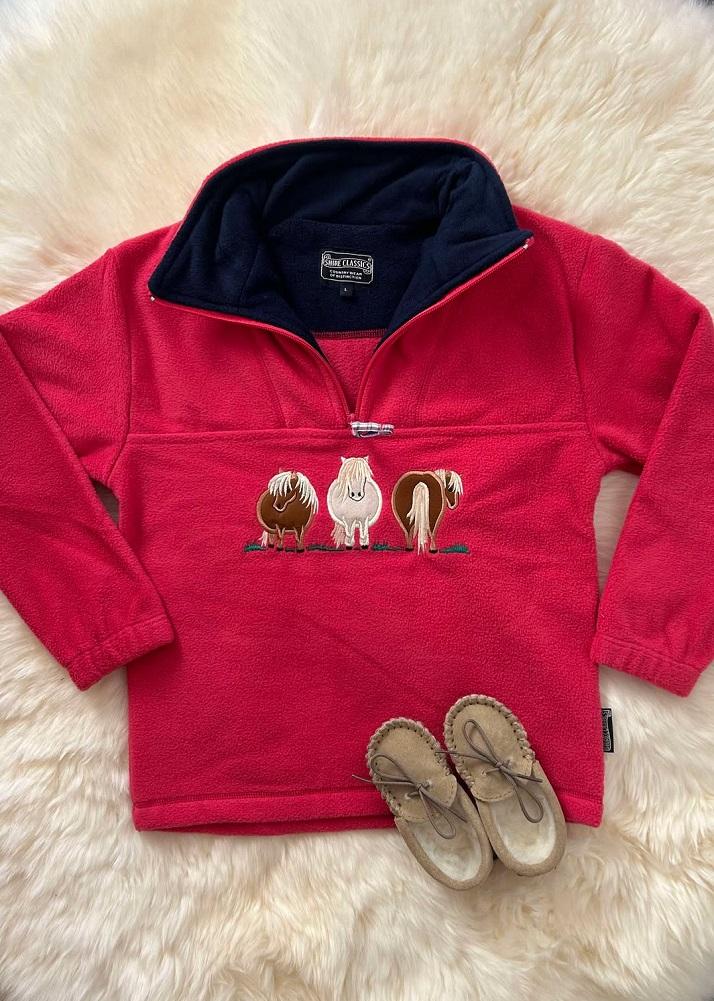 Lambland Children’s Quarter Zip Fleece With Pony Embroidery