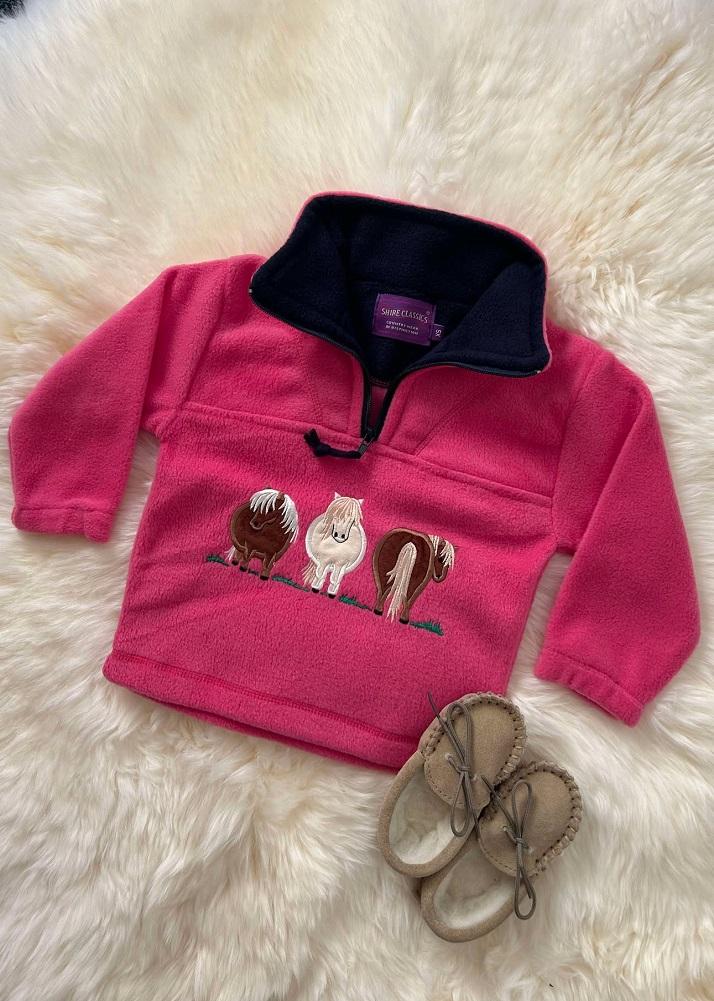 lambland Children’s Quarter Zip Fleece with Pony Embroidery