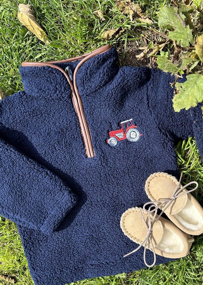 lambland Children’s Quarter Zip Tractor Berber Fleece