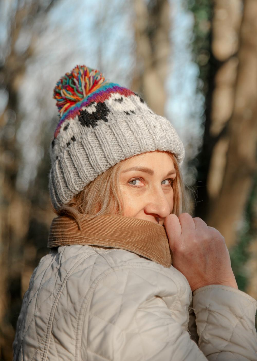 Lambland Chunky Knit Sheep Bobble Hat – Rainbow Multi