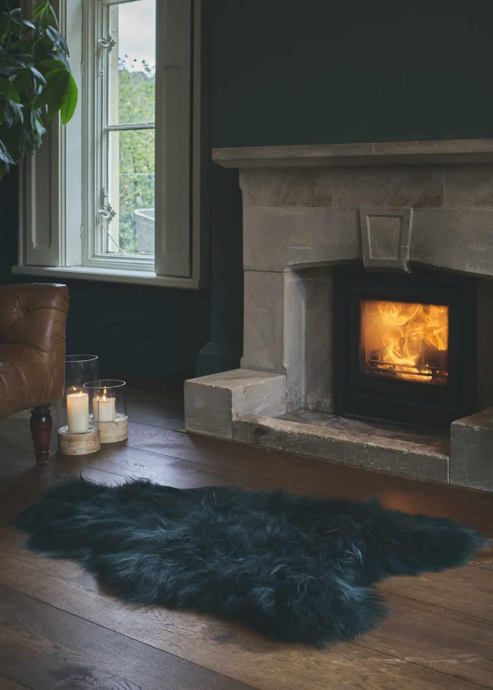 lambland Eco Tanned Long Wool Bottle Green Sheepskin