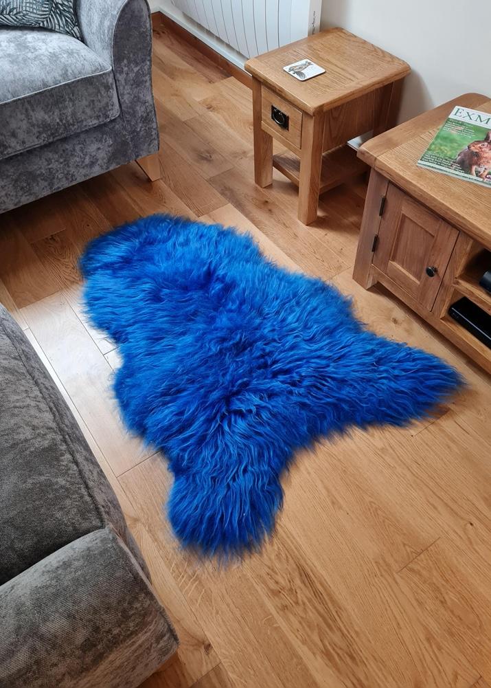 lambland Eco Tanned Long Wool Dark Blue Icelandic Sheepskin