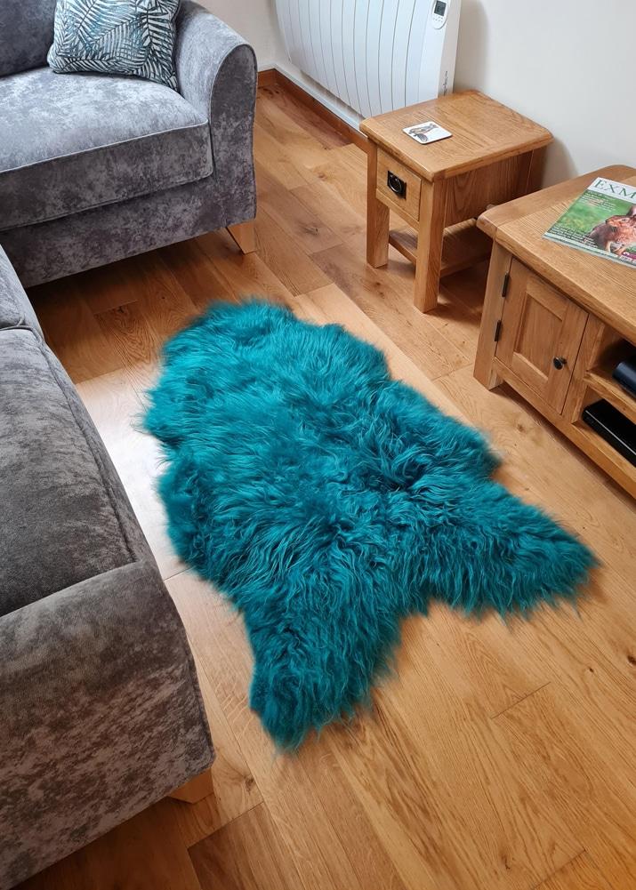 lambland Eco Tanned Long Wool Teal Green Icelandic Sheepskin
