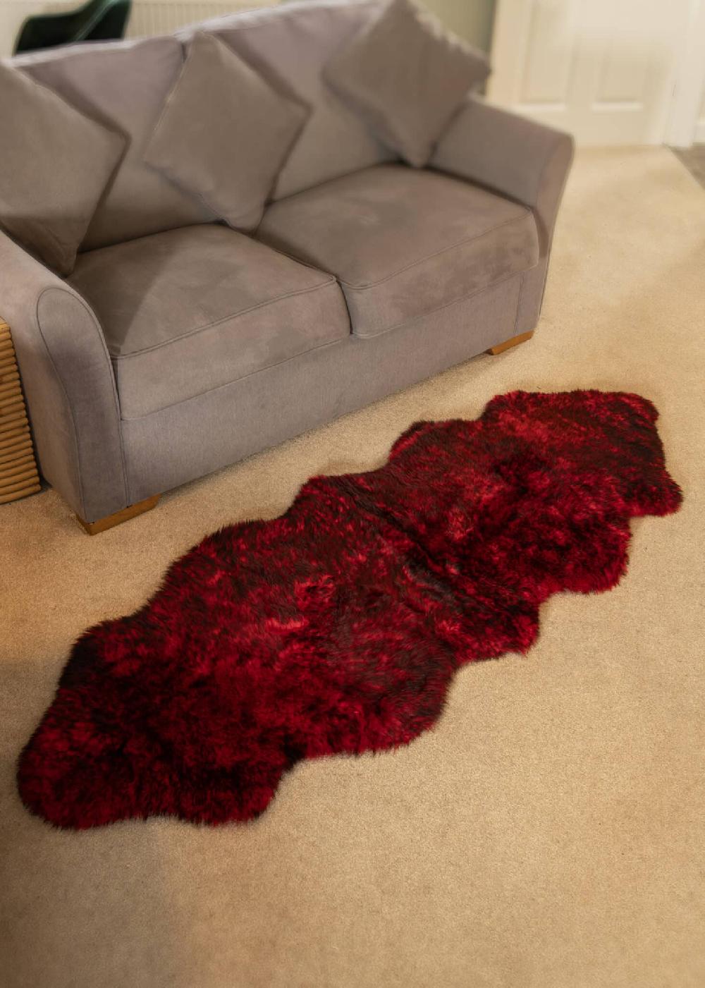lambland Eco Tanned Luxury Red Double Sheepskin with Black Tips
