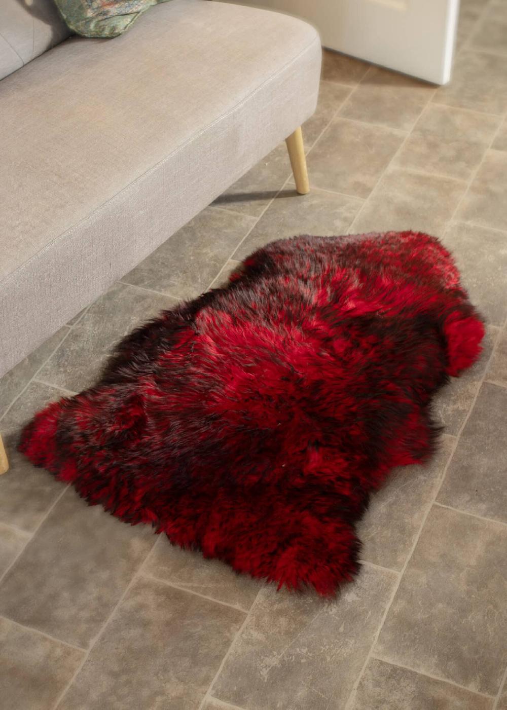 lambland Eco Tanned Luxury Red Sheepskin with Black Tips