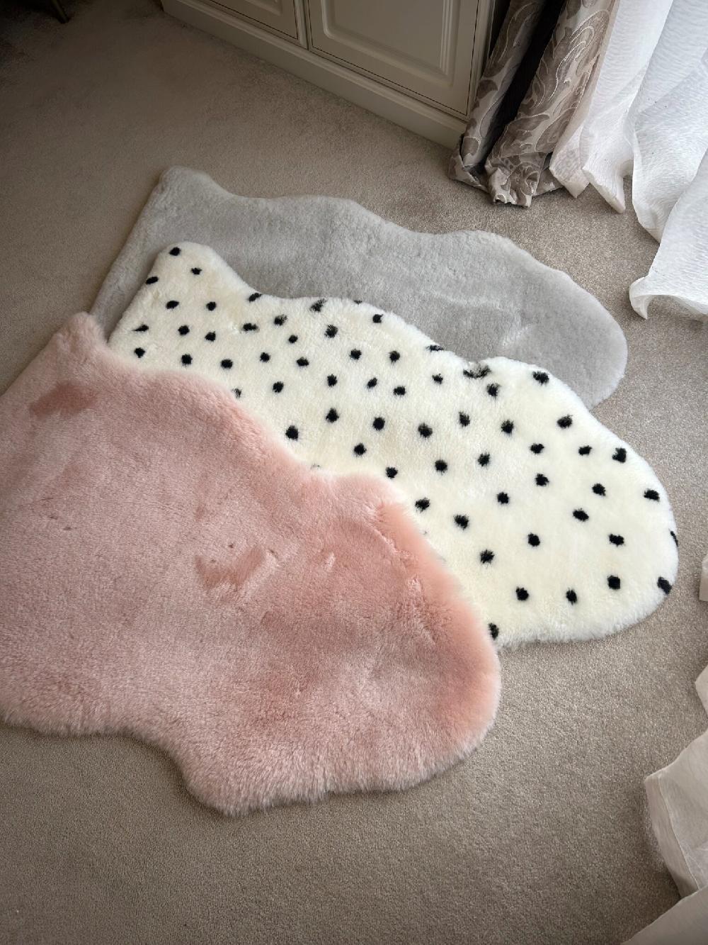 Lambland Eco Tanned Silky Soft Sheepskin Baby Rug In Dalmatian Print
