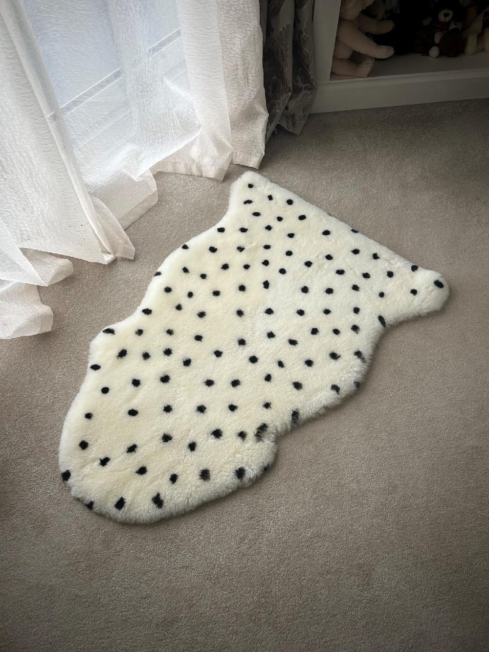 Lambland Eco Tanned Silky Soft Sheepskin Baby Rug In Dalmatian Print