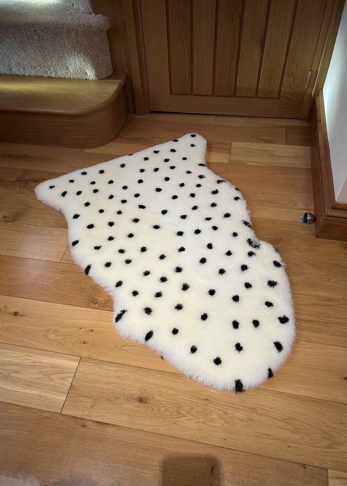 lambland Eco Tanned Silky Soft Sheepskin Baby Rug in Dalmatian Print