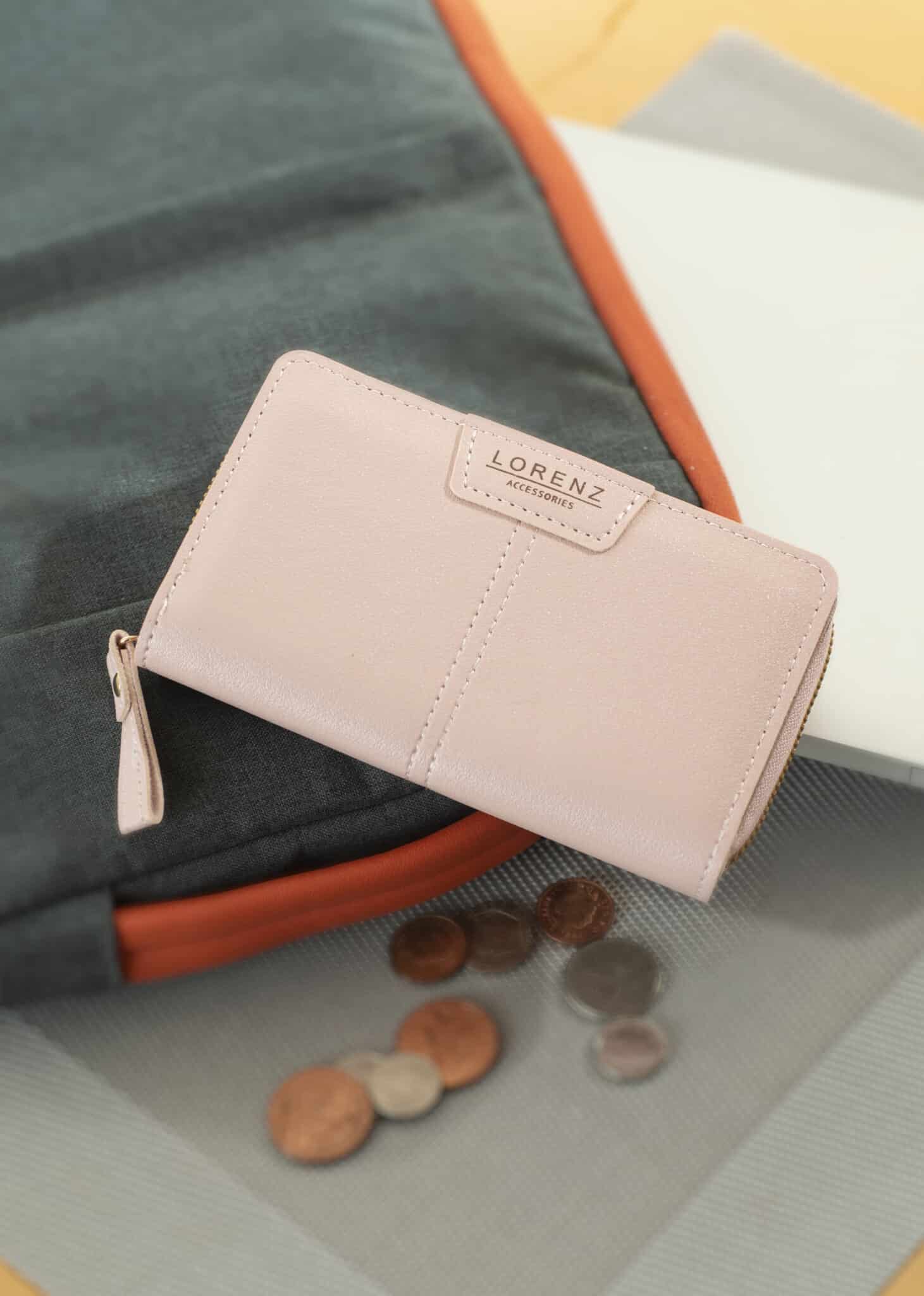 lambland Faux Leather Zip Around Wallet with Magnetic Note Section