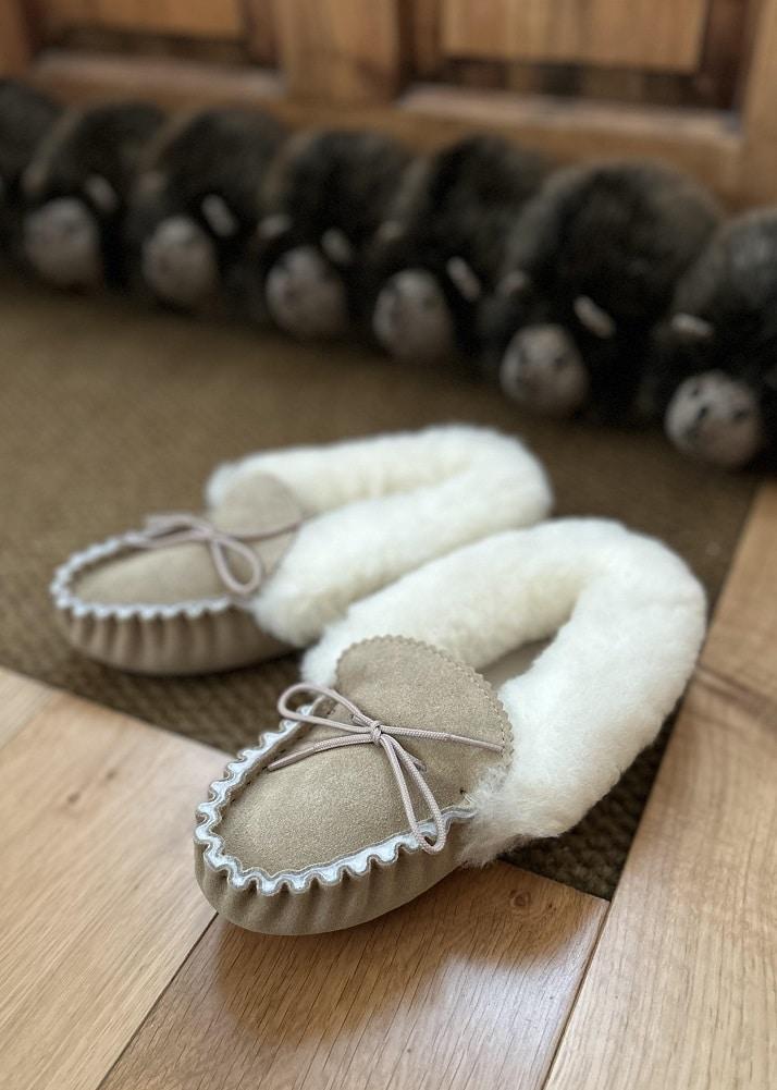 lambland Freya – Fluffy Soft Sole Sheepskin Moccasins