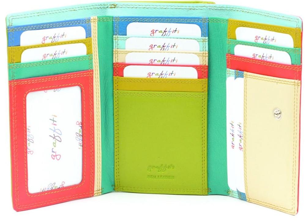 Lambland Graffiti Premium Leather Tri Fold Multi Colour Wallet