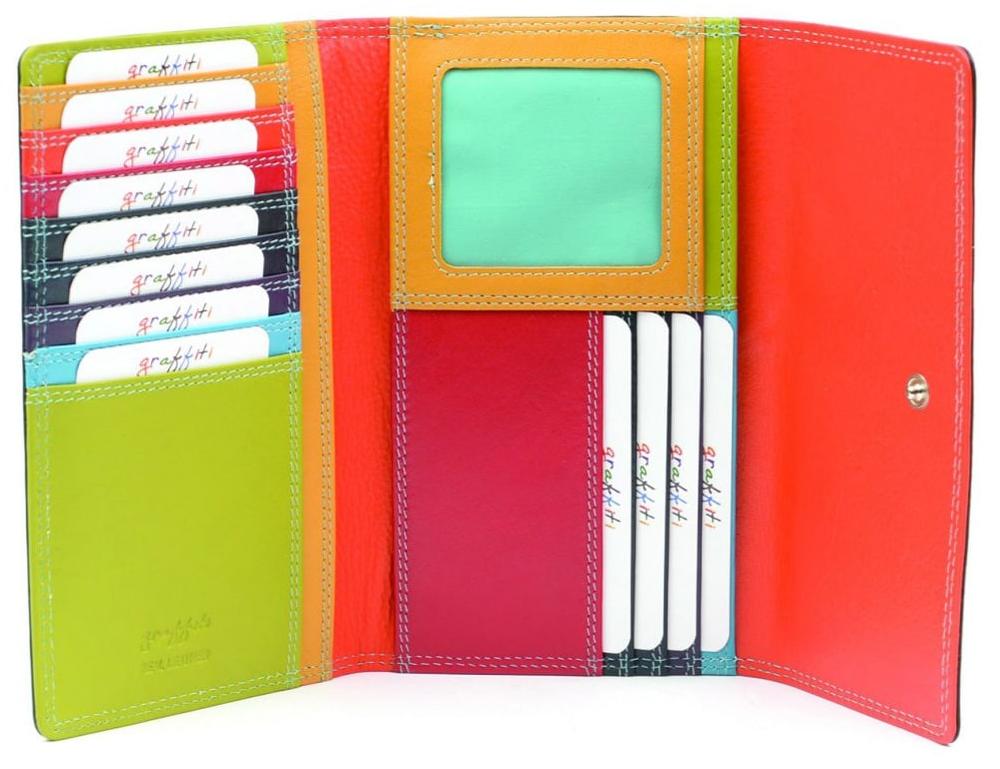 Lambland Graffiti Premium Leather Zipped Multi Colour Wallet