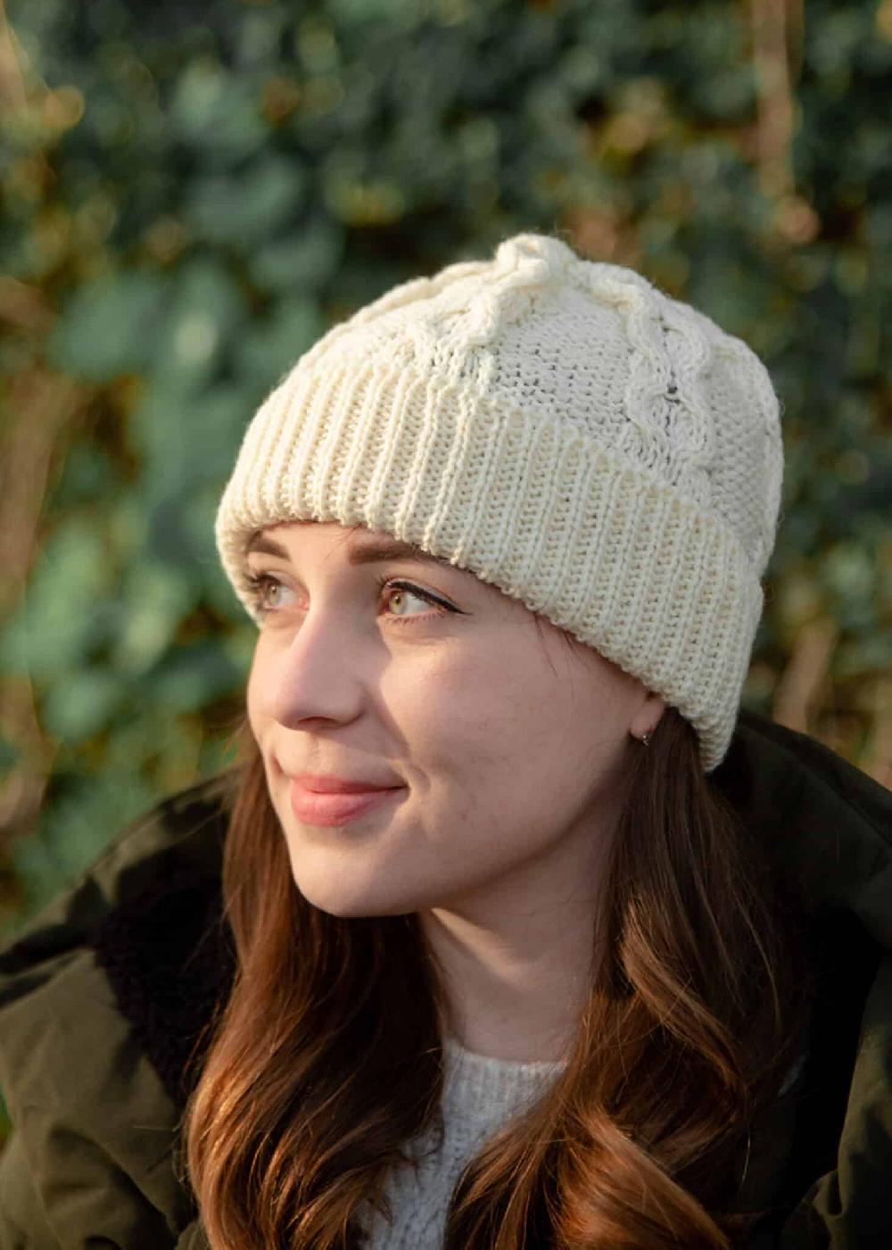 lambland Hand Knitted British Wool Aran Beanie Skullie Hat
