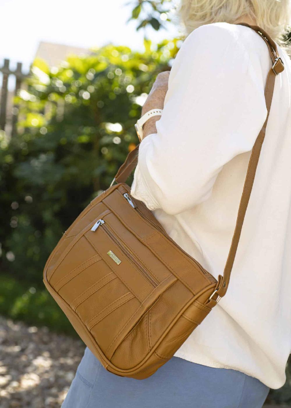 lambland Hardy Leather Dual Zipped Cross Stitch Bag