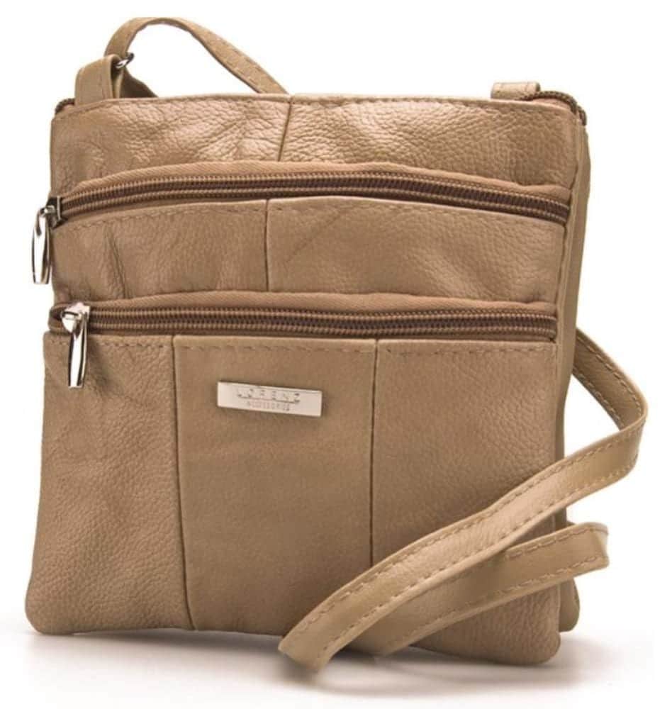 Lambland Hardy Leather Small Multi Zip Dual Compartment Bag