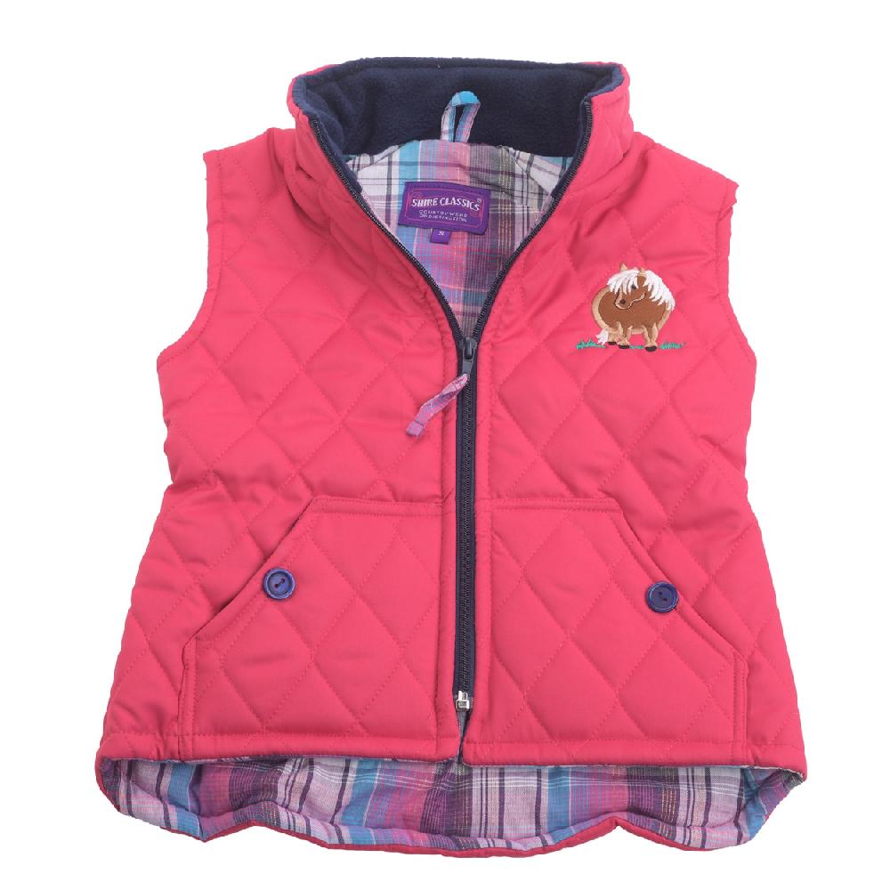 Lambland Kids’ Fuschia Embroidered Pony Quilted Gilet