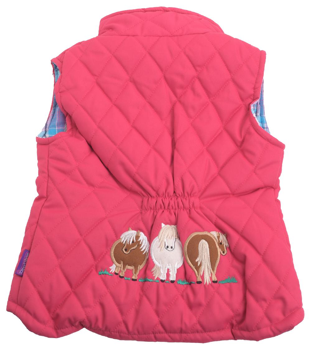 Lambland Kids’ Fuschia Embroidered Pony Quilted Gilet