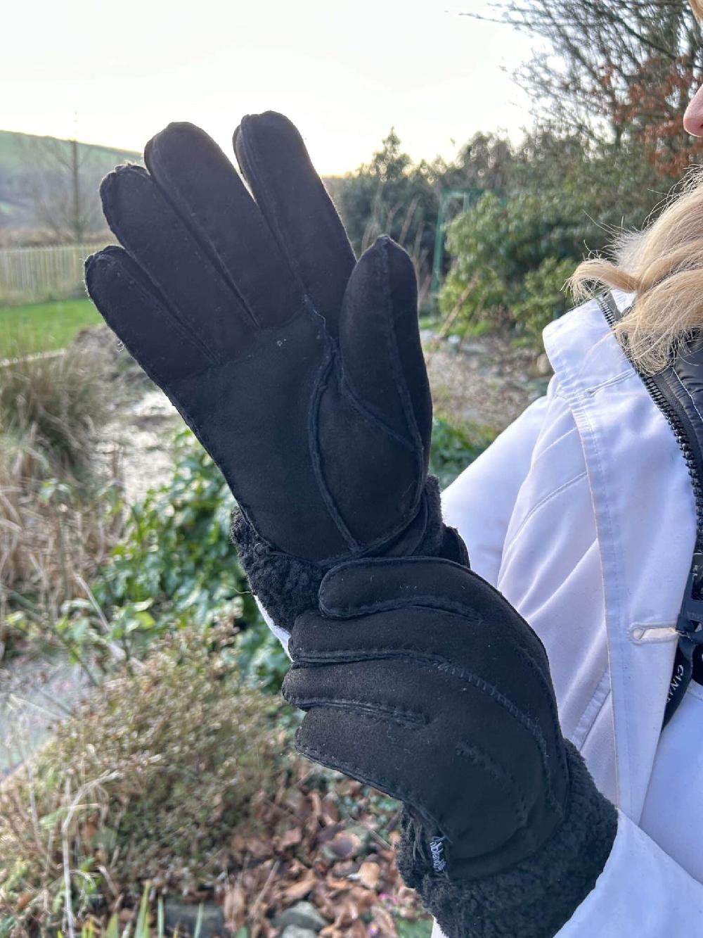 Lambland Ladies Genuine Sheepskin Cuffed Panel Gloves