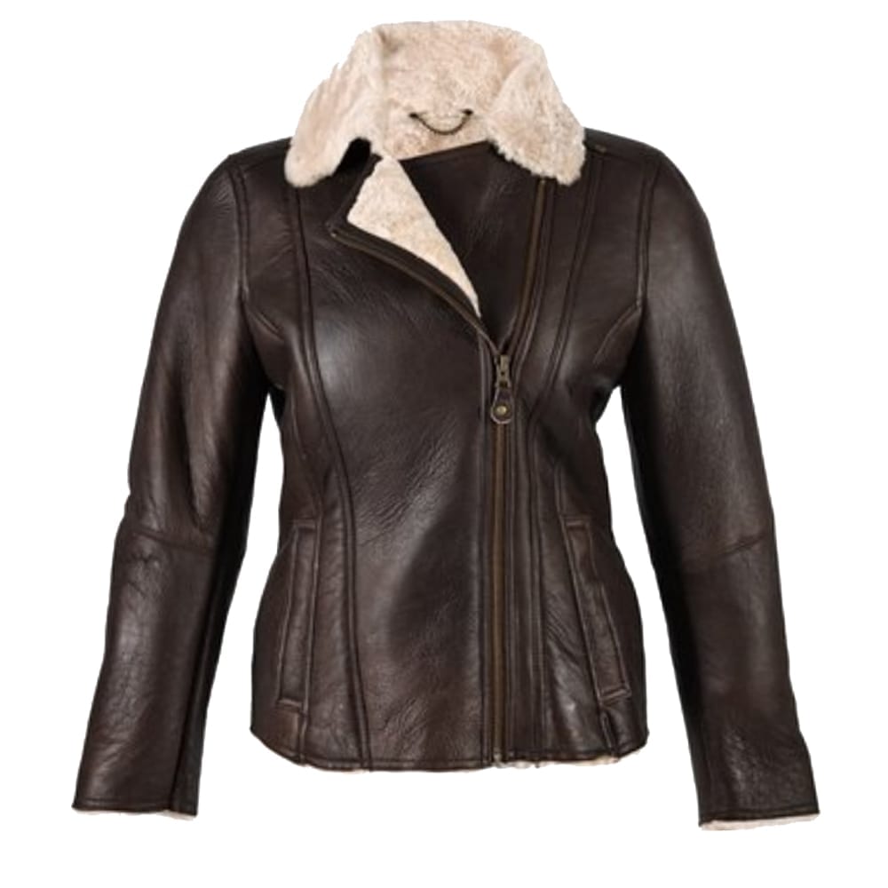 lambland Ladies Luxury Leather and Sheepskin Jacket with Aviator Finish