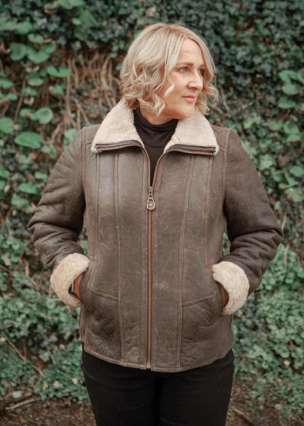 Lambland Ladies Luxury Sheepskin Aviator Zip Jacket